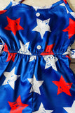 Kids jumpsuit suppliers Red White star printed one piece girls romper with belt DLH2453