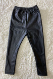 Kids Black leather skinny bottom tight girls legging DLH2471