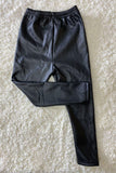 Kids Black leather skinny bottom tight girls legging DLH2471