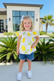 Chic Yellow lemon top blue denim shorts girls boutique sets DLH2478 (A3S2)