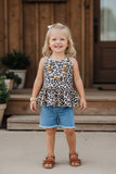 Western leopard tie halter sleeveless girls boutique top DLH2490 (A7S7)