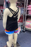 Western black crisscross top serape shorts girls boutique sets DLH2493