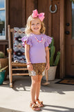 Trendy purple jersey short sleeve girl's boutique top DLH2498 (A7S8)