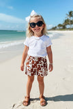 Chic white color short sleeve girls boutique tops DLH2500 (A7S9)