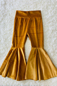 DLH2538 Solid color brown velvet bell bottoms girls pant