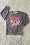 DLH2541 "HOWDY" smile face long sleeve pullover girls top