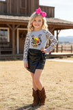 Western black leather & tied bow girls boutique shorts DLH2568 (A4S5)