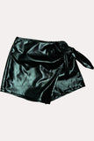 Western black leather & tied bow girls boutique shorts DLH2568 (A4S5)