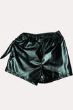 Western black leather & tied bow girls boutique shorts DLH2568 (A4S5)