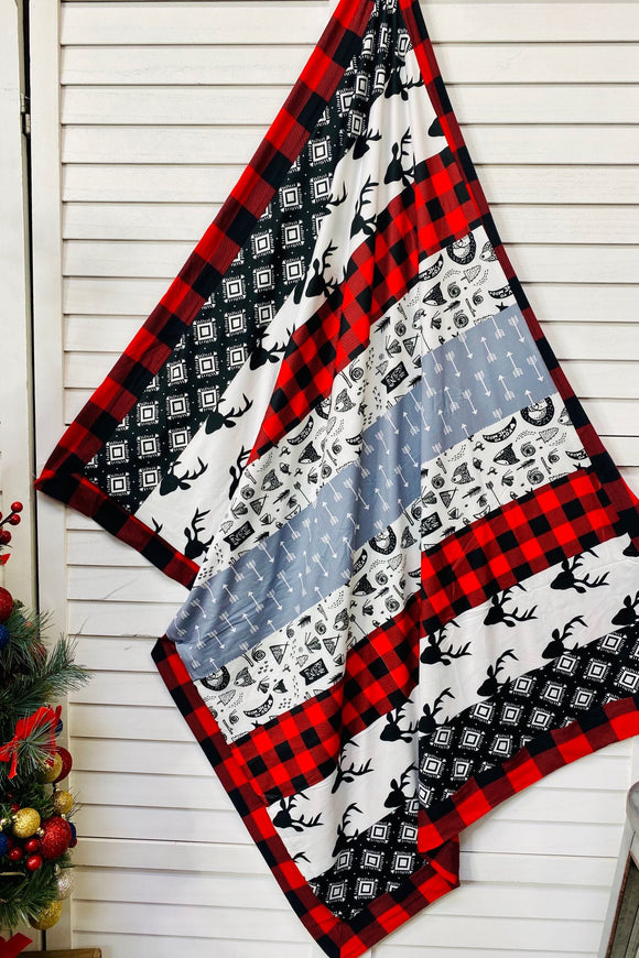 DLH2606 Buffalo plaid multi printed reversible baby banket 31IN BY 39IN