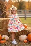 Halloween pumpkin long sleeve tiered girls boutique dress DLH2608 9S6