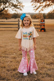 Western star pink denim pant bell bottom girls boutique jeans DLH2716 A16S2