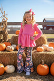 Halloween Pink & gray ghost, roses, & pumpkins girls boutique set DLH2666 (9S6)