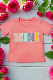 Pink MINI patch short sleeve girls t-shirt DLH2683 (A7S9)
