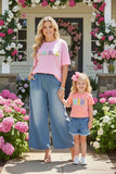 Pink MINI patch short sleeve girls t-shirt DLH2683 (A7S9)