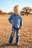 Unisex denim blue long sleeve cowboy/cowgirl children shirts DLH2689 (A11S5)