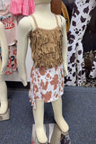 Western cow printed tassels girls boutique skirt DLH2718 (A4S4)