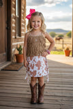 Western cow printed tassels girls boutique skirt DLH2718 (A4S4)