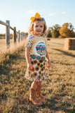 Western funflower denim fabric fringe trim girls boutique skirt DLH2758 (A4S4)