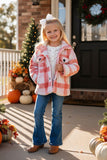 Pink checkered sherpa long sleeve girls coat for 6month-12Years DLH2730 11S8
