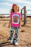 Western leopard print top bell bottom girls boutique set DLH2735 (A5S3)