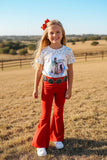 Western leopard top red flare leg pant girls boutique set DLH2750 (A7S4)/5S4