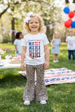 4th of July American MINI prints leopard bell bottom girls sets DLH2763 A9S5
