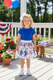 Children's clothing sets wholesale Royal blue & stars prints skirts 2pc sets DLH2777 A9S8