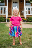 Western pink top colorful stars tulle skirt girls boutique set DLH2780 (A4s9)
