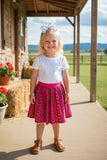 Western white top mesh serape skirt girls boutique set DLH2786 (A4S9)