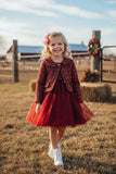 Western Burgundy sparkle coat & tulle dress girls boutique set DLH2826 11S1