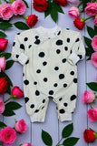 Shop Cream & black dots long sleeve infant baby girls romper DLH2827 A12S1