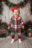 Christmas plaid long sleeve unisex baby boutique romper DLH2839 8S5/8S6