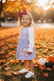 Halloween white top & purple pumpkin dress girls boutique set DLH2841 9S7