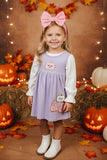 Halloween white top & purple pumpkin dress girls boutique set DLH2841 9S7
