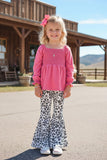 Chic mauve color smocked long sleeve girls boutique top DLH2847 (A7S9)