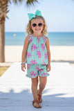 Chic Floral prints top & shorts girls boutique sets DLH2857 (A4S2)