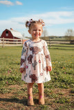 Bulls & Cactus & Stars print long sleeve dress DLH2865 (A1S5)