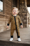 DLH2866 Leopard printed double zippers long sleeve baby romper (A12S2)