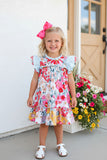 Shop Mom and me floral printed smocking girls dress DLH2882 AS5