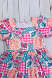 Western rodeo short sleeve girls boutique dress DLH2891 A1S7