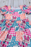 Western rodeo short sleeve girls boutique dress DLH2891 A1S7