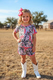 Western cow bows & 8 balls print top & shorts girls boutique set DLH2894