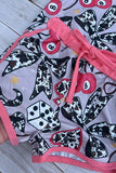 Western cow bows & 8 balls print top & shorts girls boutique set DLH2894
