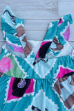Western turquoise tiered swirl girls boutique dress DLH2895 2S1