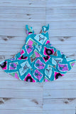 Western turquoise tiered swirl girls boutique dress DLH2895 2S1