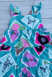 Western turquoise tiered swirl girls boutique dress DLH2895 2S1