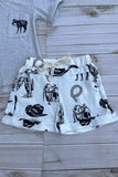 Western horse grey top & shorts boys boutique set DLH2896