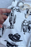 Western horse grey top & shorts boys boutique set DLH2896