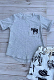 Western horse grey top & shorts boys boutique set DLH2896
